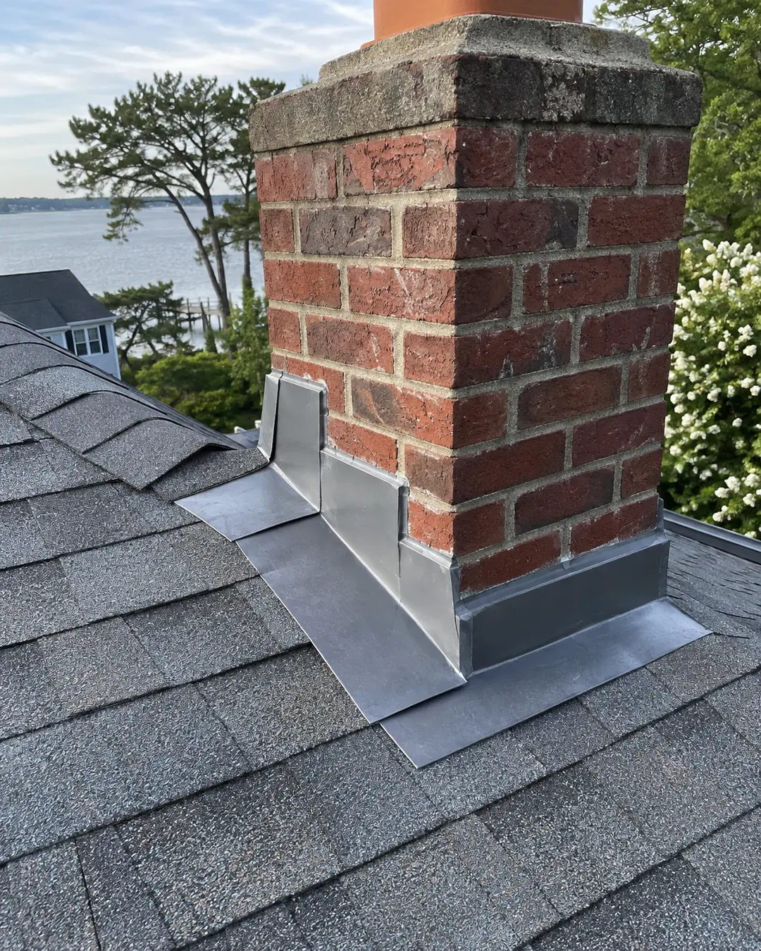 Detail of residential roof repair materials and roof components