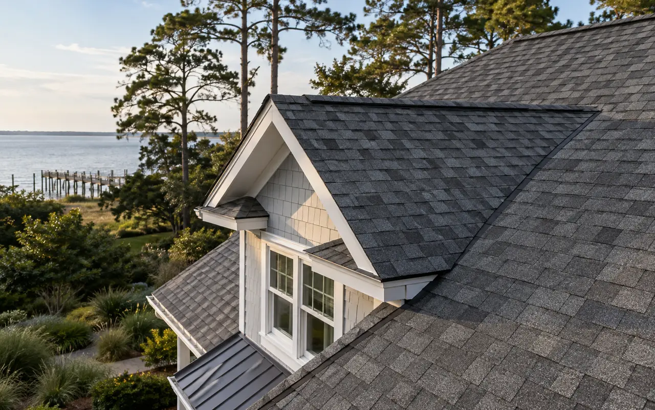 Residential shingle roofing roof detail